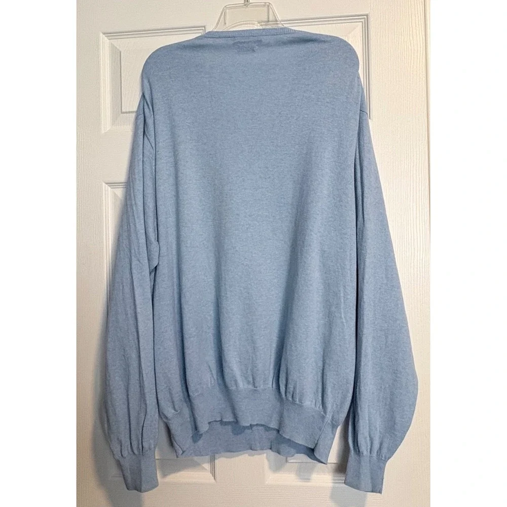 Peter Millar‎ Sweater Mens XL Light Blue Cotton Cashmere Blend V-Neck Luxury